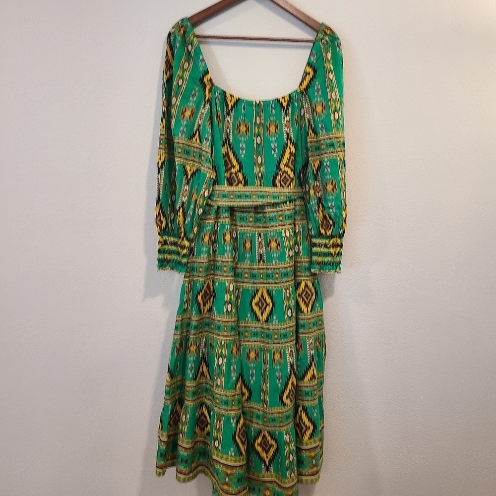 Alice + Olivia Emerald Ikat Rowen Tiered Midi Dress - Picture 6 of 7